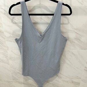Abercrombie & Fitch Light Blue/Gray Seamless Vneck Bodysuit